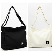 Youngneon Set of 2 Woman's Minimalist Canvas Tote Bag for Office School Travel, Black and White