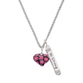 thumbnail image 1 of Delight Jewelry Silvertone Hot Pink Cheetah Print Heart Silvertone Be Strong and Courageous Bar Charm Necklace, 23", 1 of 4