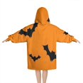 thumbnail image 2 of Orange Halloween Bats Blanket Hoodies for Kids 6-13YR Oversize Wearable Blanket Hoodies for Boys Girls Teens, 2 of 7