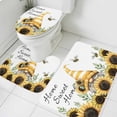 thumbnail image 4 of Pastoral Flower Bathroom Rugs Set Home Sweet Sunflower Leaf Dwarf Bee Non Slip Absorbent Soft Bath Mats 3 Piece Set with Bathroom Rug, U-Shaped Floor Mat, Toilet Seat Cover Small Size, 4 of 9