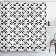 thumbnail image 1 of Swans Shower Curtain, Repetitive White and Black Aquatic Birds Abstract Pattern, Fabric Bathroom Set with Hooks, 69"W X 84"L Extra Long, Dimgray Charcoal Grey and Baby Blue, by Ambesonne, 1 of 3
