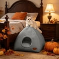 thumbnail image 4 of EBCUE Pumpkin‑Style Enclosed Pet Bed Halloween Thanksgiving Holiday Supplies Cotton Material Thick Warm Foldable Sleeping Hut Soft Cozy Secure Rest Nest for Small‑Medium Cats Dogs Indoor Home Decor, 4 of 6