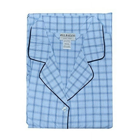 Bill Baileys Sleepwear Mens Broadcloth Woven Nightshirt Sleep Shirt (Medium, Royal Blue Plaid)