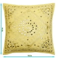thumbnail image 3 of Stylo Culture Ethnic Sofa Throw Pillow Covers 16x16 Hand Embroidered Mustard Yellow Bohemian 40x40 cm Home Decor Cotton Mirrored Square Cushion Covers | Set Of 5, 3 of 4
