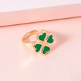 thumbnail image 5 of Four Leaf Clover Ring Enamel Zinc Alloy Plant Shape Vintage Fashion Jewelry Gift for Women Men Daily Wear Classic Shine, 5 of 8