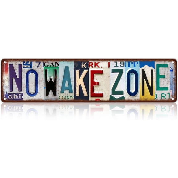 Vintage No Wake Zone Wall Decor Street Signs Metal Tin Signs 16 x 4 Inches