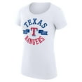 thumbnail image 2 of Women's G-III 4Her by Carl Banks White Texas Rangers Super-Slim Fit Lightweight City Graphic T-Shirt, 2 of 5
