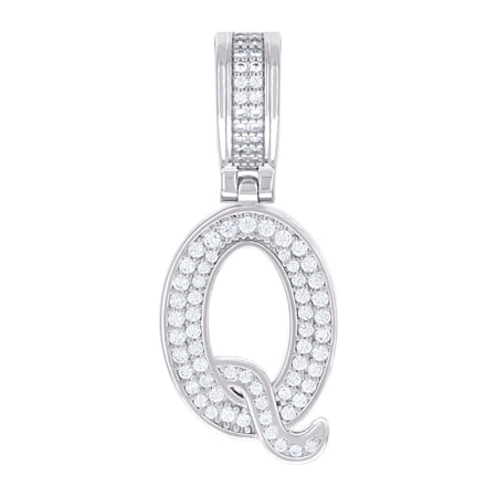 925 Sterling Silver Unisex 0.61ct Moissanite Letter Name Personalized Monogram Initial Alphabet Q Charm Pendant Necklace
