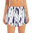 thumbnail image 3 of Uemuo Lavender Flowers Pattern Women's Athletic Shorts High Waisted Running Shorts with Liner Pockets Gym Elastic Workout Shorts-Medium, 3 of 9