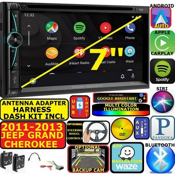 2011-2013 JEEP GRAND CHEROKEE NAV BLUETOOTH CD/DVD APPLE CARPLAY ANDROID AUTO CAR RADIO STEREO