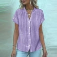 thumbnail image 2 of Rvasteizo Womens Summer Short Sleeve V Neck Blouses Shirts Solid Color Casual Loose Daily Wear Top, 2 of 5