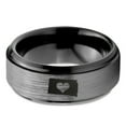 thumbnail image 2 of Tungsten South Dakota The Mount Rushmore State Heart Band Ring 8mm Men Women Comfort Fit Black Step Bevel Edge Brushed Gray Polished, 2 of 4