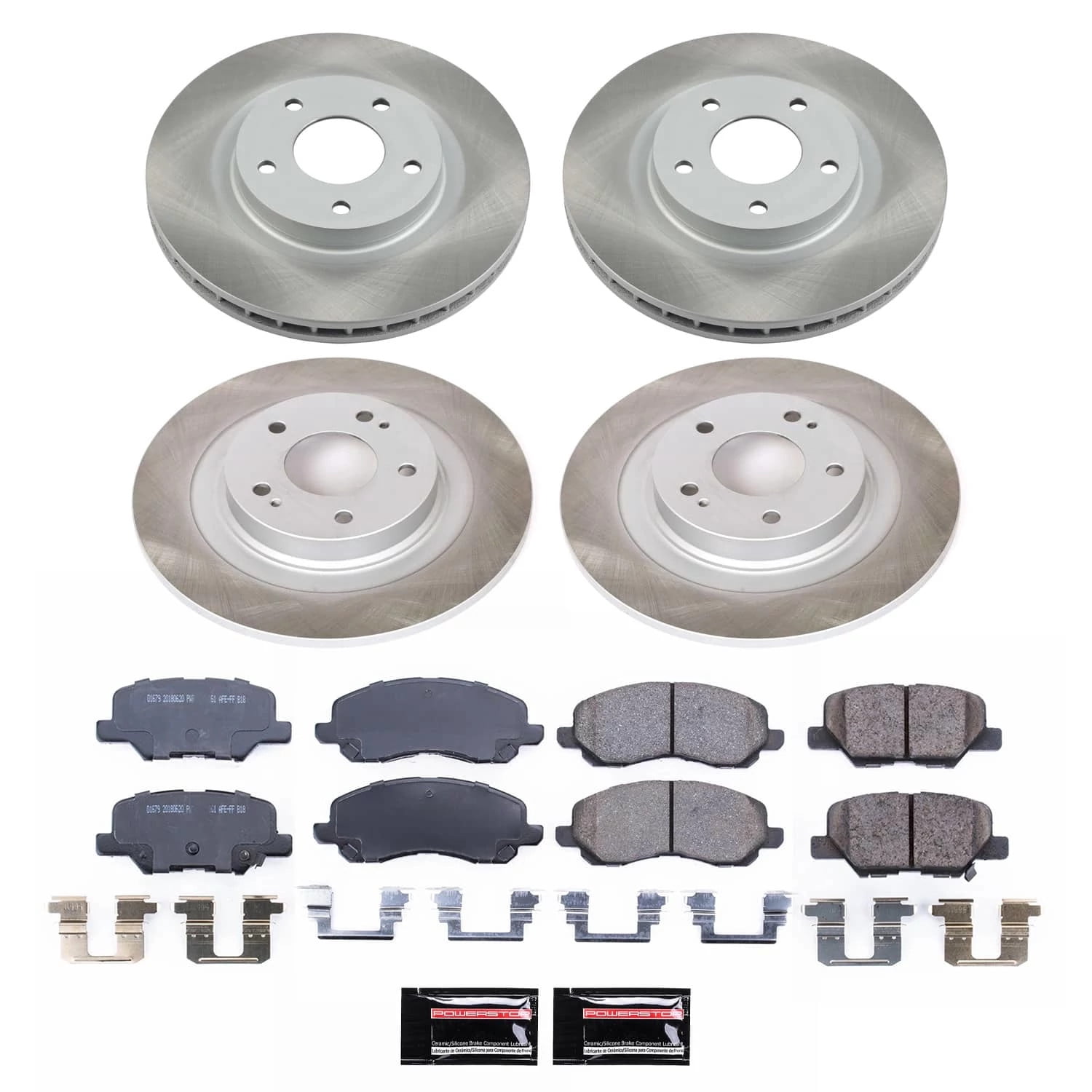 PowerStop Front and Rear Semi-Coated Rotor and Low-Dust Ceramic Brake Pad Kit SC6796
