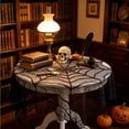thumbnail image 5 of Halloween Table Cloth, Black Spider Web Lace Tablecloth for Round Tables, Gothic Halloween Decor for Masquerade, Scary Movie Nights, Dinner Party Table Decorations, B, 5 of 8