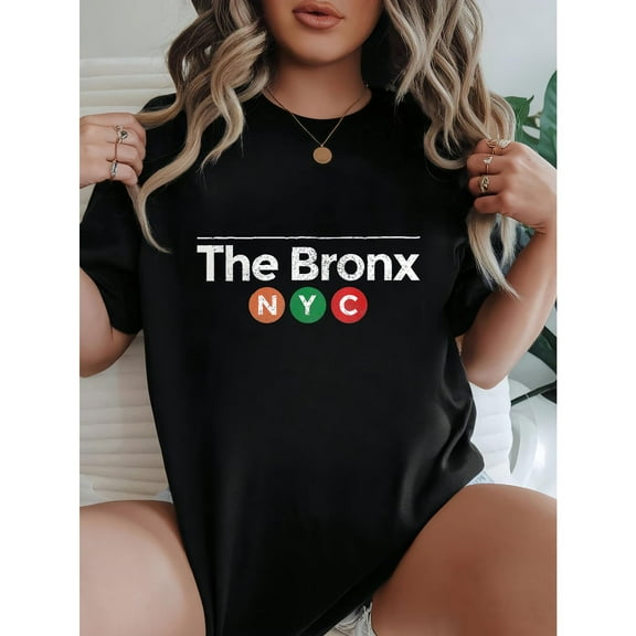 City - Culture Graphic Tee, Tops Has "The Bronx NYC" Text, Round Neck Regular Fit T - shirts, Size(S - 5XL)