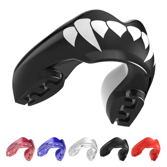 SAFEJAWZ Sports Mouth Guard for Braces, One Size Re-Mouldable Mouthguard with Case (Fangz)