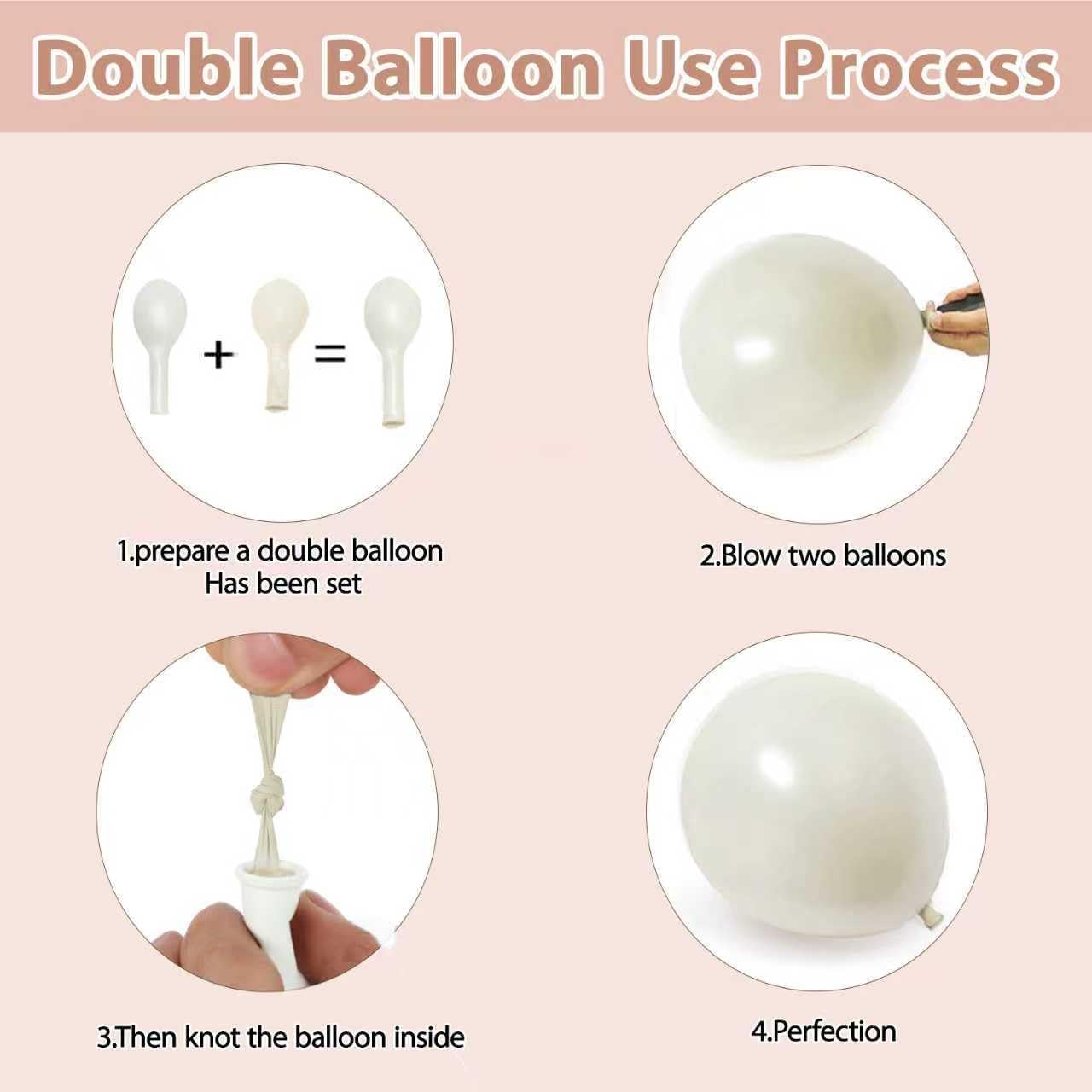 Pink and White Balloons Arch Kit,Double Stuffed Pearl Light Pink Metallic Pink Balloon Sand White Beige Ivory Balloons Garland for Birthday Wedding Valentine's Day Bridal Shower Party Decor