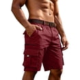 thumbnail image 2 of Men's Cargo Shorts Quick Dry Lightweight Knee Length Bermuda Shorts with Pockets Elastic Waist Work Hiking Short Wine S, 2 of 5
