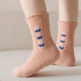 thumbnail image 4 of 5 pares de calcetines para niñas pequeñas, calcetines cálidos con patrón de flores, calcetines suaves y lindos de media pantorrilla para otoño invierno M para 3 a 5 años, 4 of 5