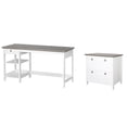 thumbnail image 1 of Pemberly Row Set of 2 59" Writing Desk & Lateral File Cabinet in White/Gray Oak, 1 of 10