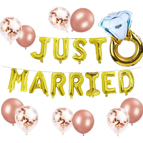 Set of 12 Just Married Balloons Just Married Banner Bridal Shower Party Balloons Bridal Shower Party Decoration Wedding Party Decoration