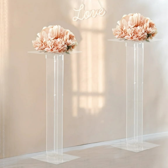 BalsaCircle 46 in Clear Acrylic Flower Display Stand Square Top and Base Party Events Decorations Supplies