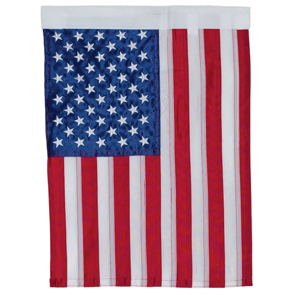In the Breeze 4485 —US Flag Embroidered Garden Flag — Patriotic Yard Decor