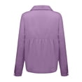 thumbnail image 4 of Womens Linen Button Down Shirts Loose Fit Long Sleeve Collared Blouse Casual V Neck Tops Outfits Purple XL, 4 of 5