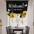 thumbnail image 4 of Welcome to Tie Up Curtain 45 Inches Long, Our Home Black Farmhouse Sunflowers Butterfly Balloon Style Kitchen Window Curtain Over Sink, Small Window Rod Pocket Curtain 52"x45", 4 of 9