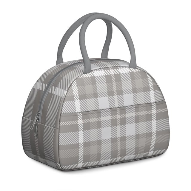 Geometric Plaid Lunch Tote – Abstract and Moroccan-Inspired Checkered Pattern, Insulated and Reusable Lunch Box with Fashionable Flair