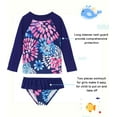 thumbnail image 2 of Zando Toddler Girl Rash Guard Sets Swimsuit Long Sleeve Top and Elastic Bottom with Ruffle Bathing Suits Baby Girl UPF 50+ Sun Protection Swimwear Daisy Navy 3-4T, 2 of 5