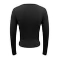 thumbnail image 6 of XIAONU Blouses For Womens Lace-Trimmed Buttons Deep V-Neck Trendy Shirt Solid Color Slim Fit Long Sleeves Shirts, 6 of 7