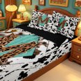 thumbnail image 3 of meiyoeat Alphabet Initial M Zipper Twin Comforter Sets with Fitted Sheet and 2 Pillowcases For Boys,Ancient Leopard Cow Print Zipper Bedding Set,Black Reversible,4 Pieces, 3 of 7