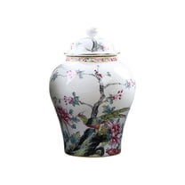 WLPZXP Ceramic Ginger Jar Chinese Porcelain Temple Jar Tea Container Floral Arrangement Style A