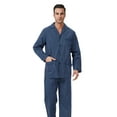 thumbnail image 2 of GLOBAL Men's Cotton Yarn Notch Collar Pajama Set with Pockets, 2-Piece, Sizes S to 3XL, 2 of 5