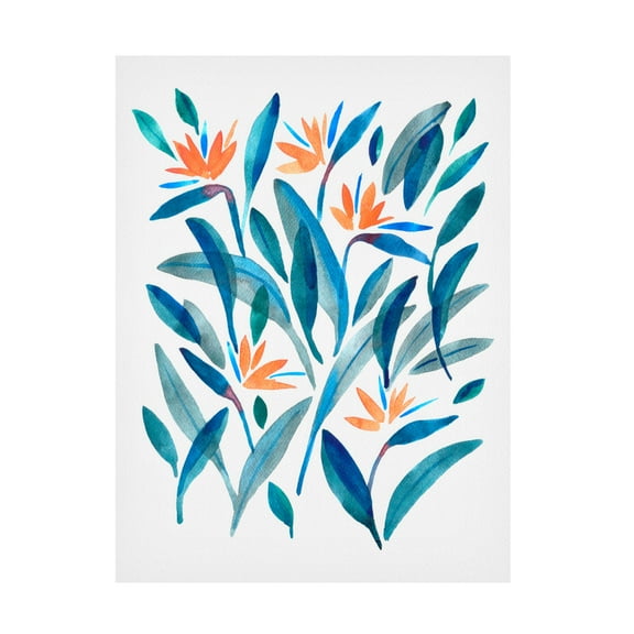 Canvas Wall Art - Cami Juncos 'Bird of Paradise Flower 2' Wall Art for Living Room, Bedroom, or Office Décor by Trademark Fine Art - 14 x 19 Inches