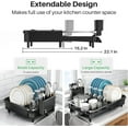 thumbnail image 2 of Dish Drying Rack, Expandable Dish Rack for Kitchen Counter, Stainless Steel Dish Drainer with Drainboard Set and Utensil Holder (Black), 2 of 9