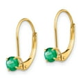 thumbnail image 2 of FB Jewels 14K Yellow Gold 4mm Round May/Emerald Leverback Earrings, 2 of 3