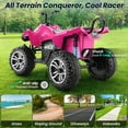 thumbnail image 3 of Funcid 24V 2-Seater Kids ATV, 4 Wheeler Electric Ride on Car with Steel Frame and 400W Motors, Ride on Toy for Kids 3-10 Years w/ Bluetooth, Music, LED Lights, Pink, 3 of 11