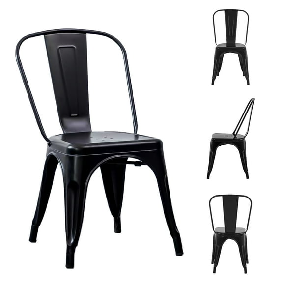Sillas de metal Stay Elit Navi Juego de 4 sillas de comedor interiores exteriores color negro Tolix minimalista