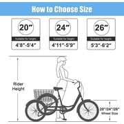 MOONCOOL Adult Tricycles 7 Speed, Adult Trikes 20/ 24 / 26 inch 3 Wheel Bikes, Three-Wheeled Bicycles Cruise Trike with Shopping Basket for Seniors, Women, Men