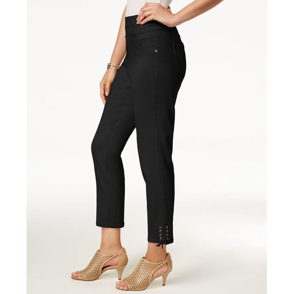 Style & Co Lace Up Hem Capri Pants Deep Black 18