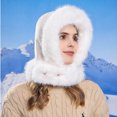 thumbnail image 2 of UTSJKR Womens Skull Beanie Hat Winter Trapper Hat Russian Hat Warm Peruvian Earflap Faux Fur Fleece Sherpa Cap with Scarf Beige, 2 of 5