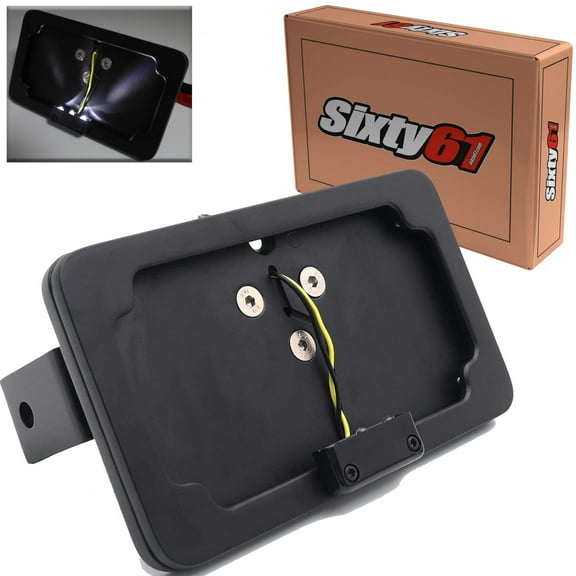 Suzuki GSXR 600 750 1000 Hayabusa Black Anodized Foot Peg Mount License Plate Tag Bracket With LED Light