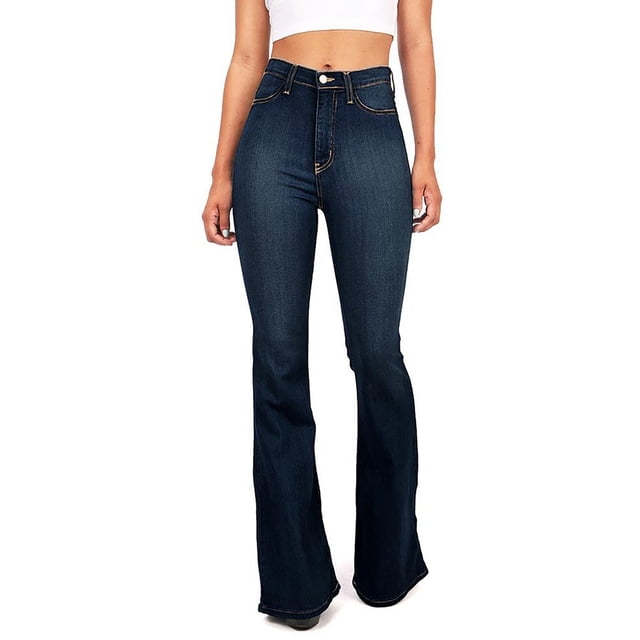 Aqestyerly Jeans Évasés à Jambe Grand Taille Haute avec Poches pour Femmes, G