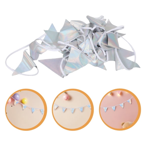 LOLIPPYY Iridescent Triangle Flag Bunting Banner for Indoor Outdoor Party Decorations, Events, Celebrations, Festivals, and Gatherings