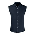 thumbnail image 1 of Men's Summer Hawaiian Solid Color Sleeveless Button-Down Shirt L, 1 of 4