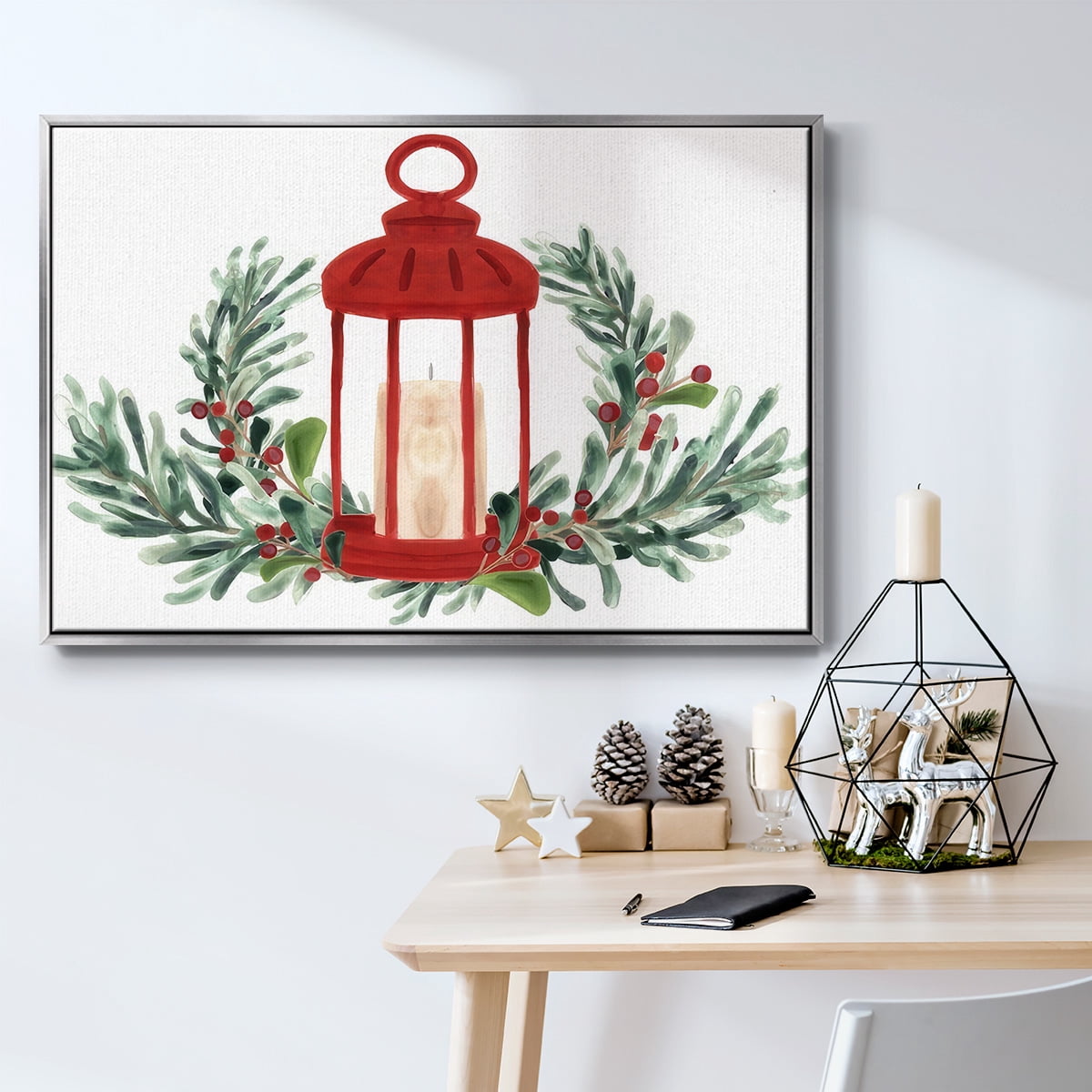 Woodland Holiday Collection A - Framed Gallery Wrapped Holiday Canvas - 25 x 37 - Silver Frame