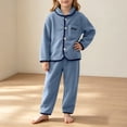 thumbnail image 4 of OGLCCG Unisex Kids Fleece Outfits 2 Piece Plush Lounge Set for Boys Girls Button Down Shirt and Pants Fall Winter Matching Clothing Sets 6M-14 Years, 4 of 8