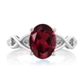 thumbnail image 2 of Gem Stone King 925 Sterling Silver Red Rhodolite Garnet and White Diamond Ring for Women (2.06 Cttw, Gemstone Birthstone, Size 6), 2 of 4